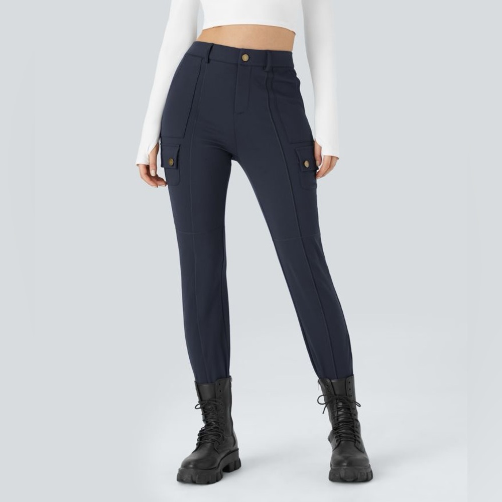 🆕 Halara| Women’s High Waisted Button Solid Skinny Cargo Pants x2 Bundle S